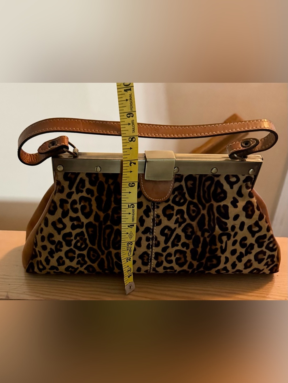 Patricia Nash Rare Leopard Haircalf Frame Clutch Shoulder Bag - Picture 3 of 12